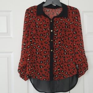 Orange & black leopard print top